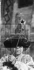 Uzbeki boy-hunter with a falcon on his head in 1930